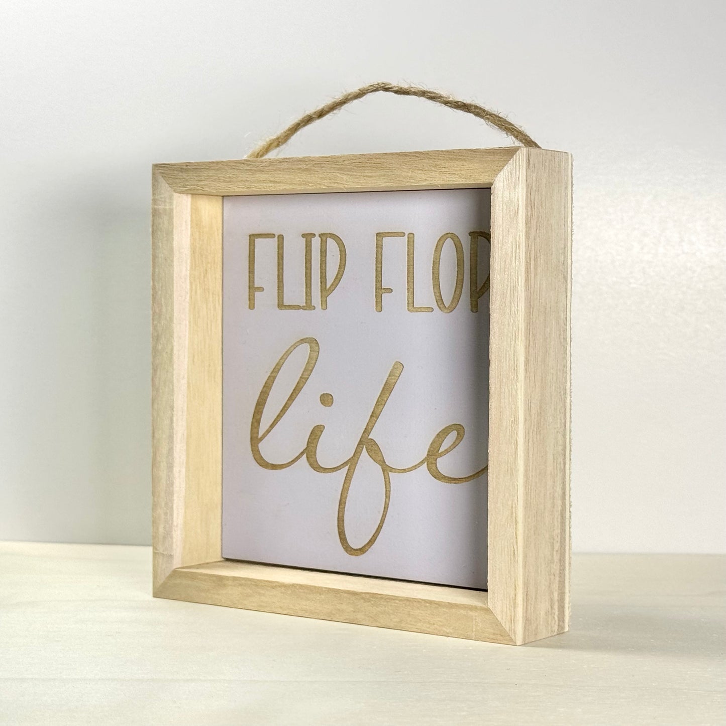 Flip Flop Life Wooden Decor Sign | Hand Painted Wood Shelf Sign