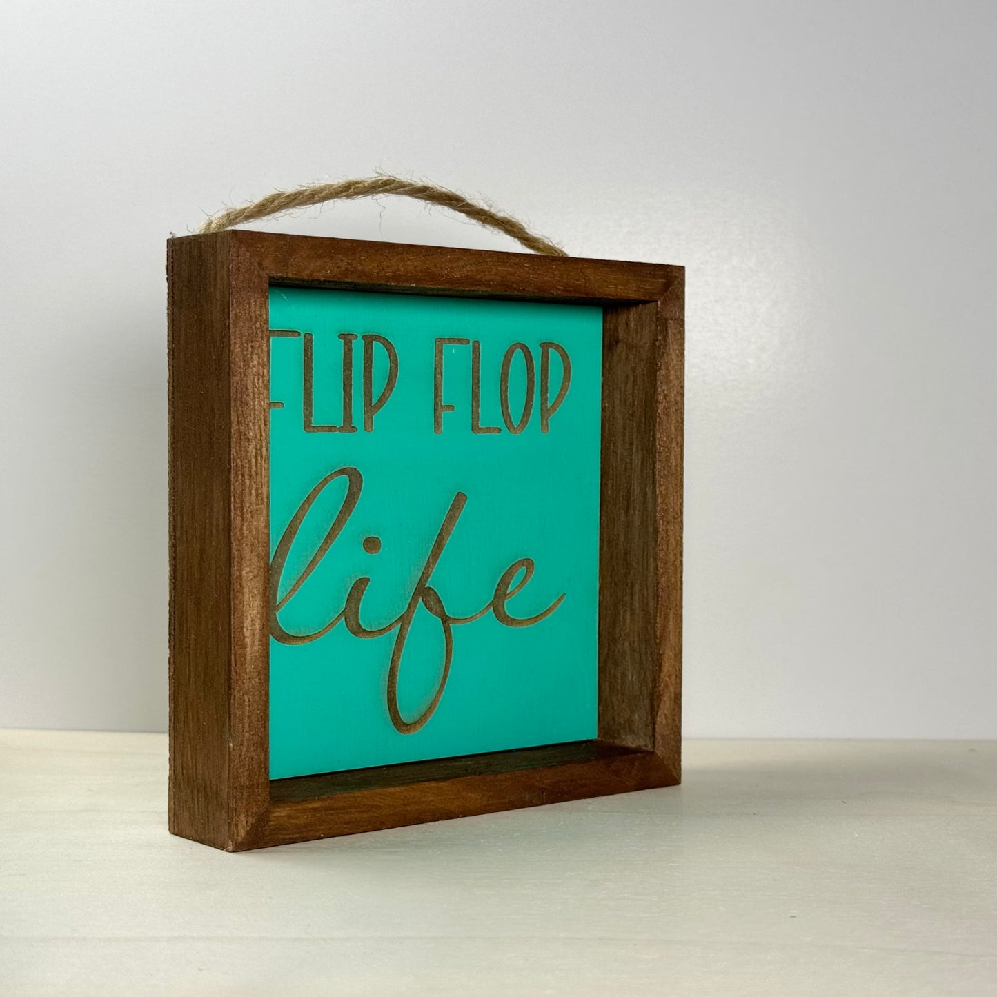 Flip Flop Life Wooden Decor Sign | Hand Painted Wood Shelf Sign
