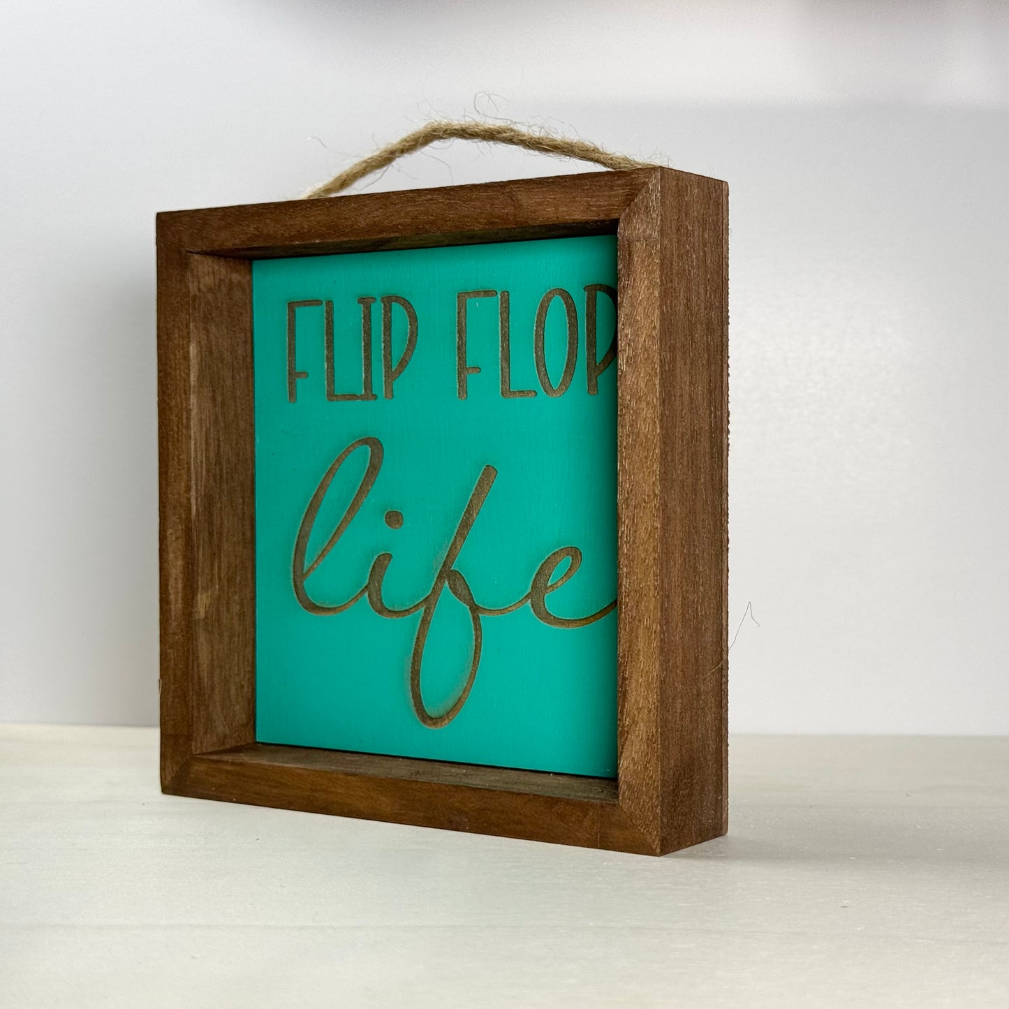 Flip Flop Life Wooden Decor Sign | Hand Painted Wood Shelf Sign