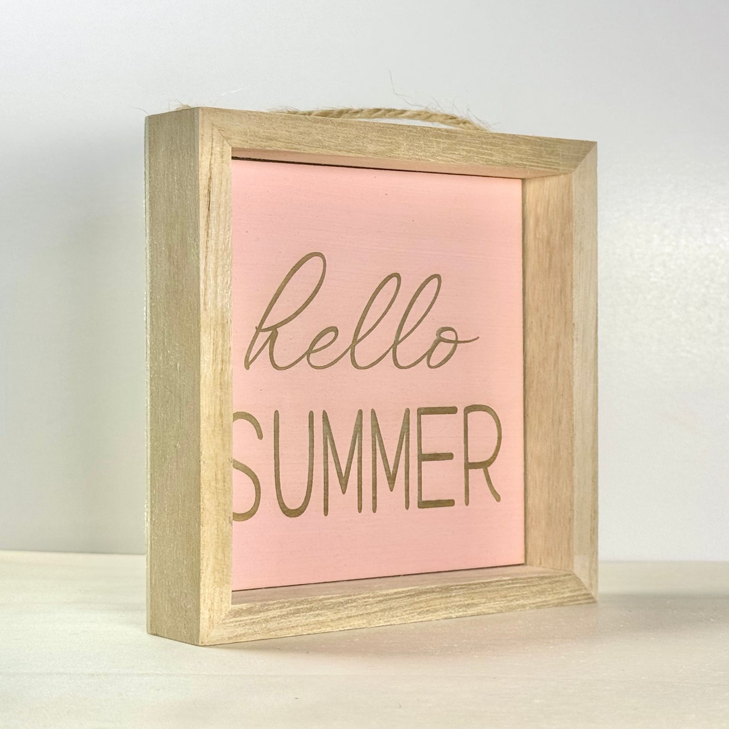 Hello Summer Wooden Decor Sign | Hand Painted Wood Wall or Shelf Sign