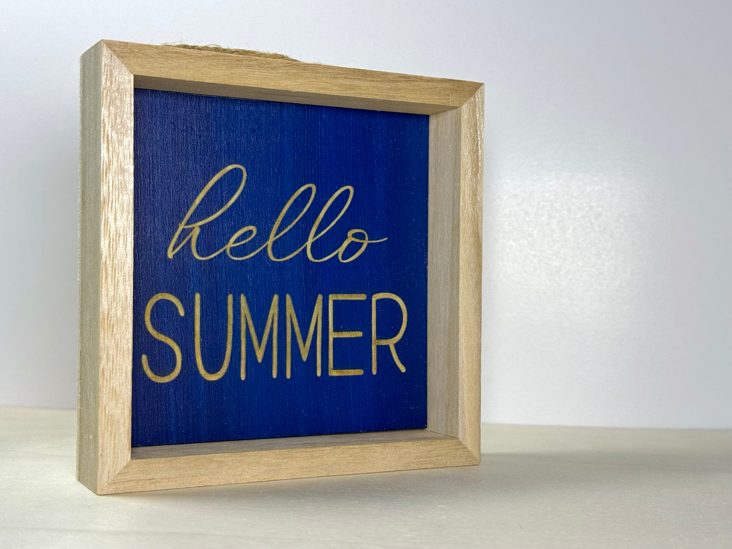 Hello Summer Wooden Decor Sign | Hand Painted Wood Wall or Shelf Sign
