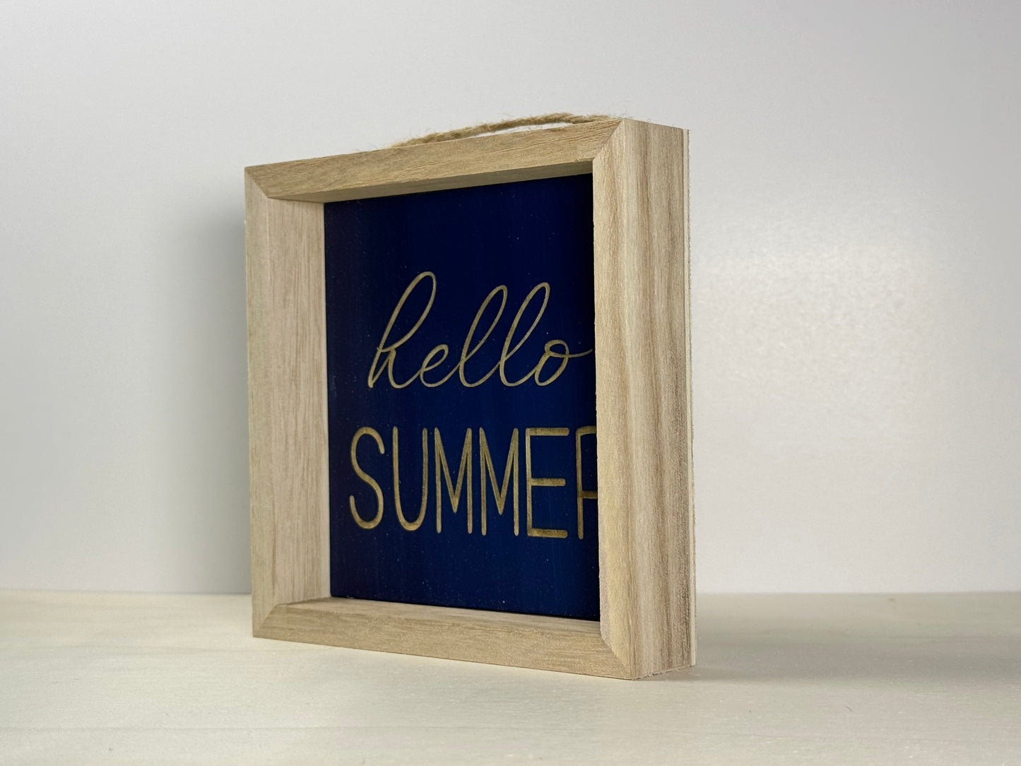 Hello Summer Wooden Decor Sign | Hand Painted Wood Wall or Shelf Sign