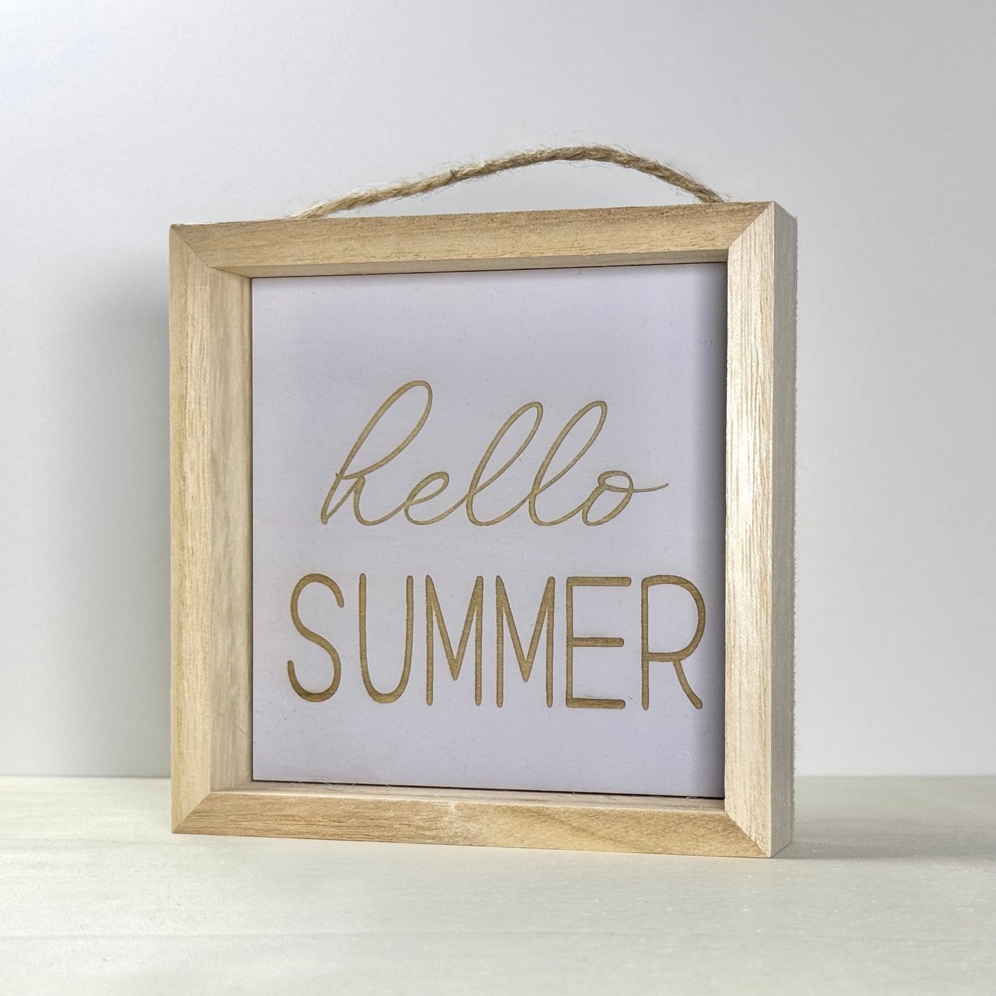 Hello Summer Wooden Decor Sign | Hand Painted Wood Wall or Shelf Sign