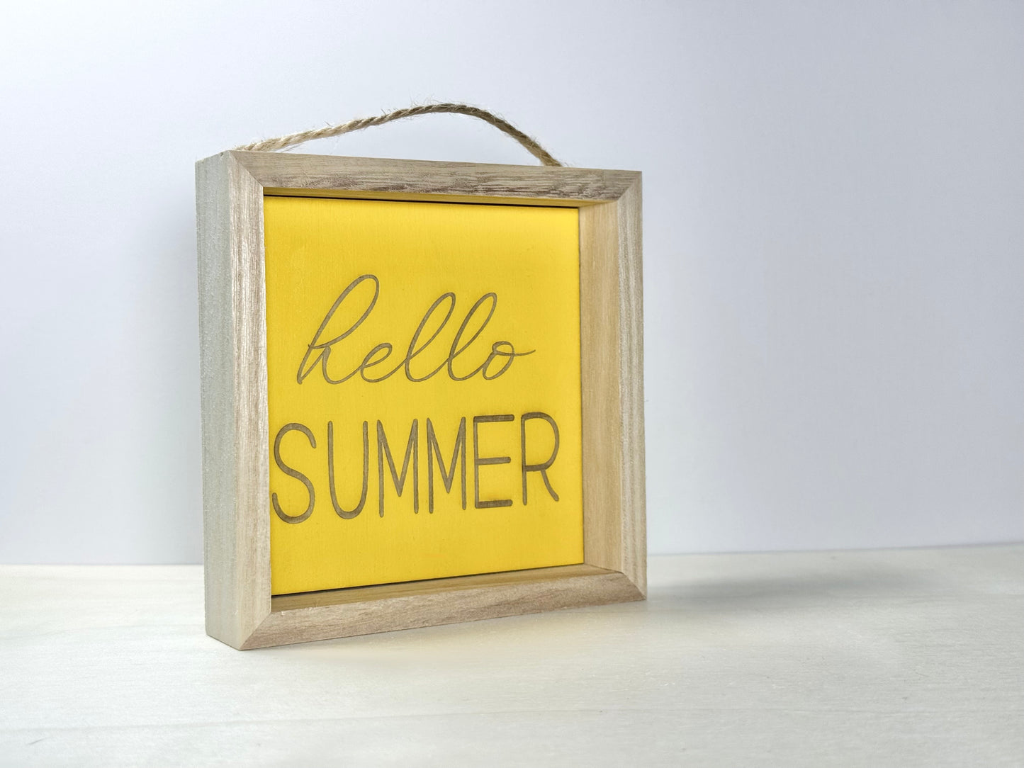 Hello Summer Wooden Decor Sign | Hand Painted Wood Wall or Shelf Sign