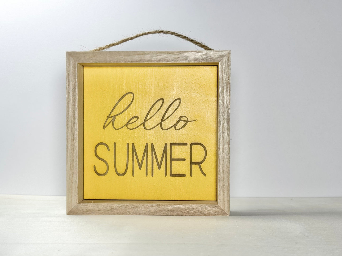 Hello Summer Wooden Decor Sign | Hand Painted Wood Wall or Shelf Sign