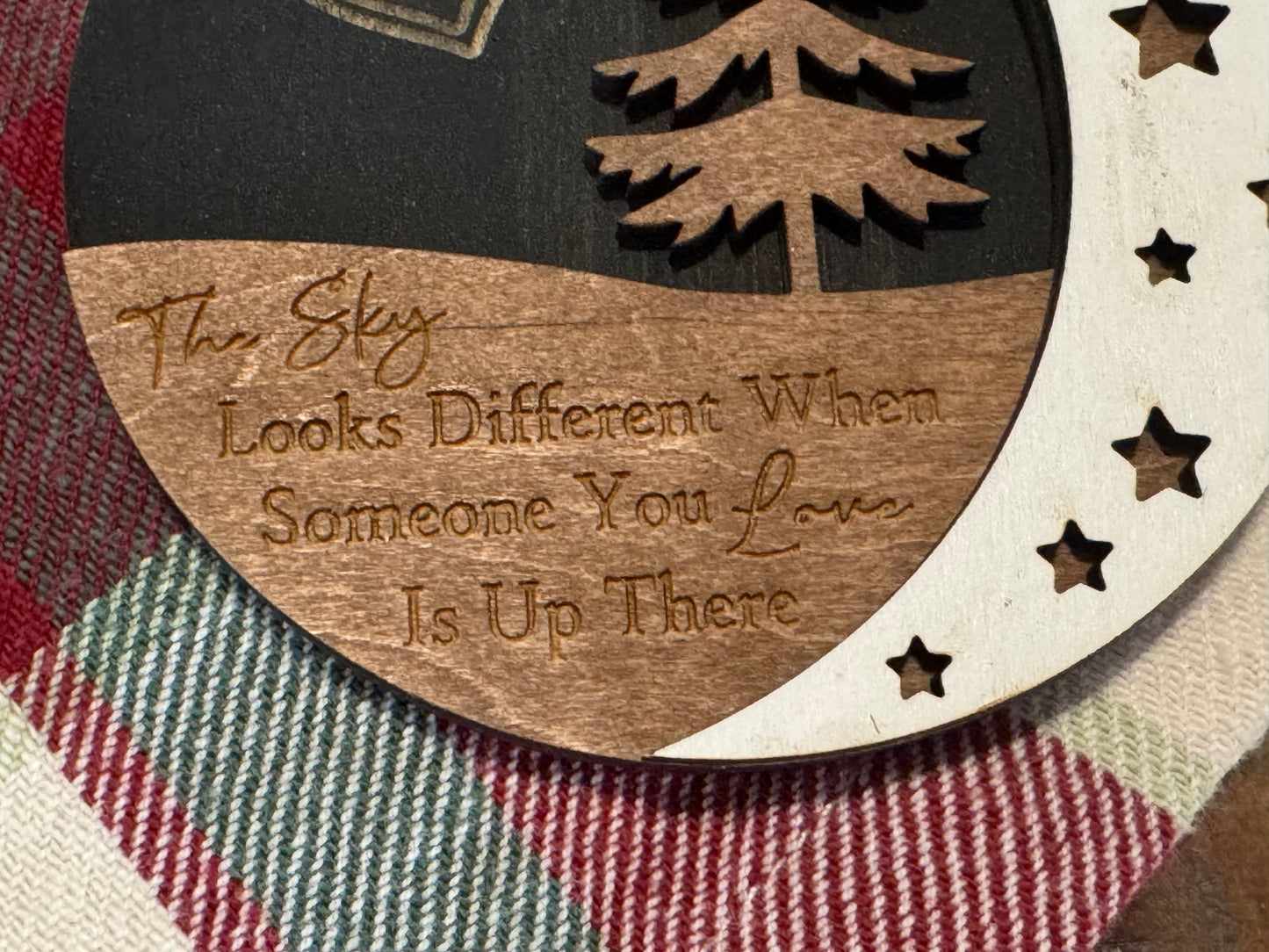 “Sky Looks Different” Memorial Layered Wood Ornament