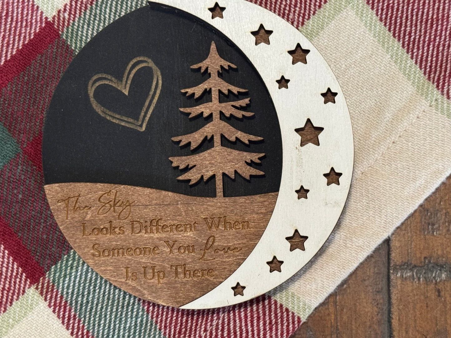 “Sky Looks Different” Memorial Layered Wood Ornament