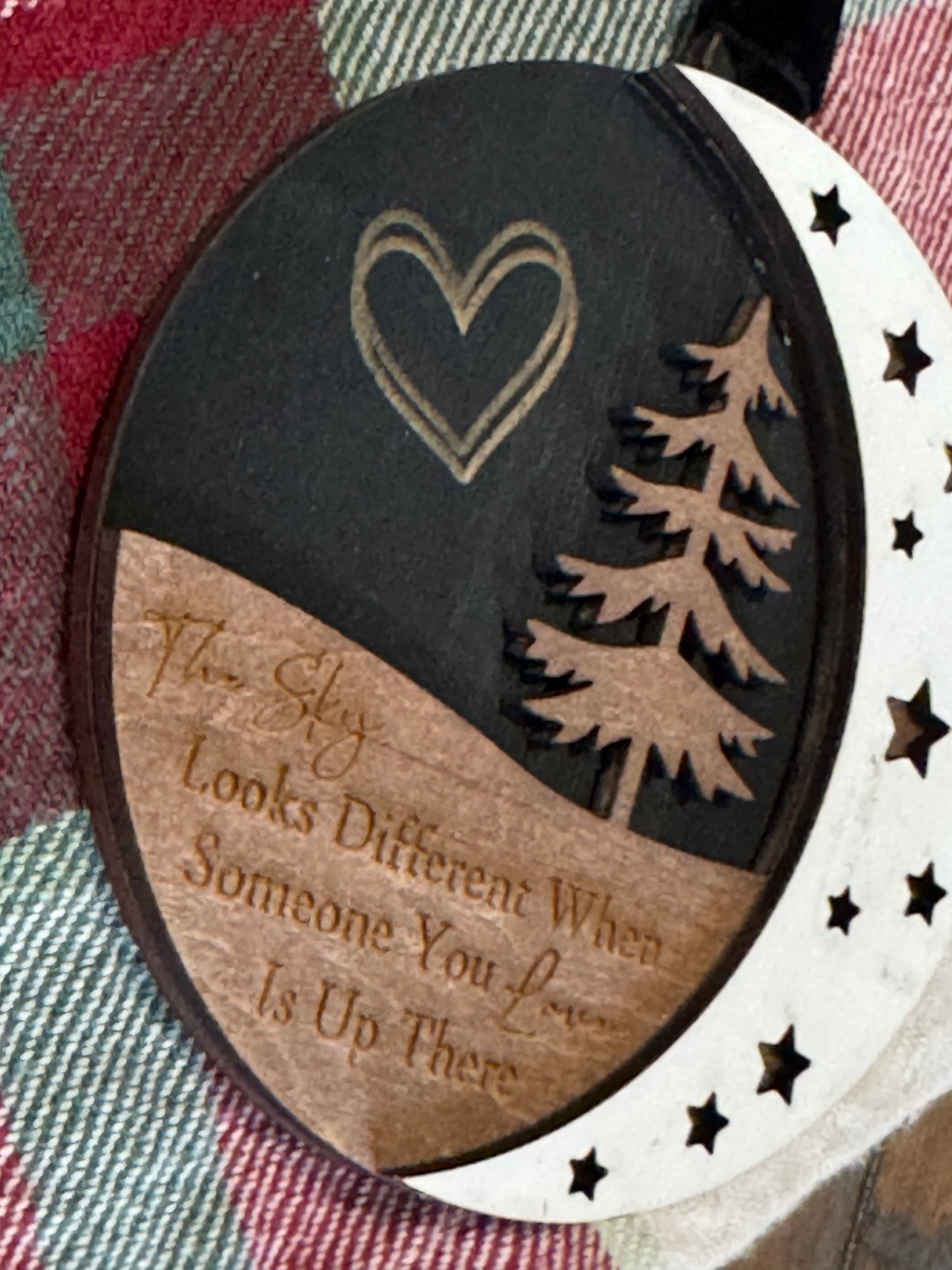 “Sky Looks Different” Memorial Layered Wood Ornament