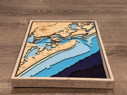 Ocean City, NJ 3D Layered Wood Map Art