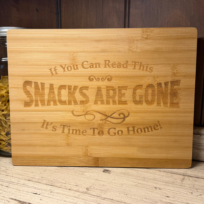 Snacks Are Gone Cutting Board, meaningful handmade piece by 606