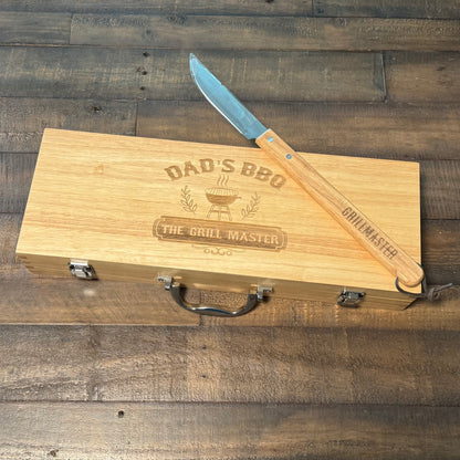 Custom Engraved Grill Set, meaningful handmade piece by 606