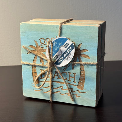 Wild Barefoot & Free Hand Painted & Engraved Wood Coaster Set