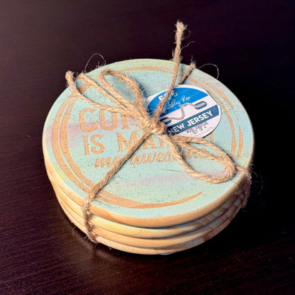 Rings Are For Fingers Hand Painted & Engraved Wood Coaster Set