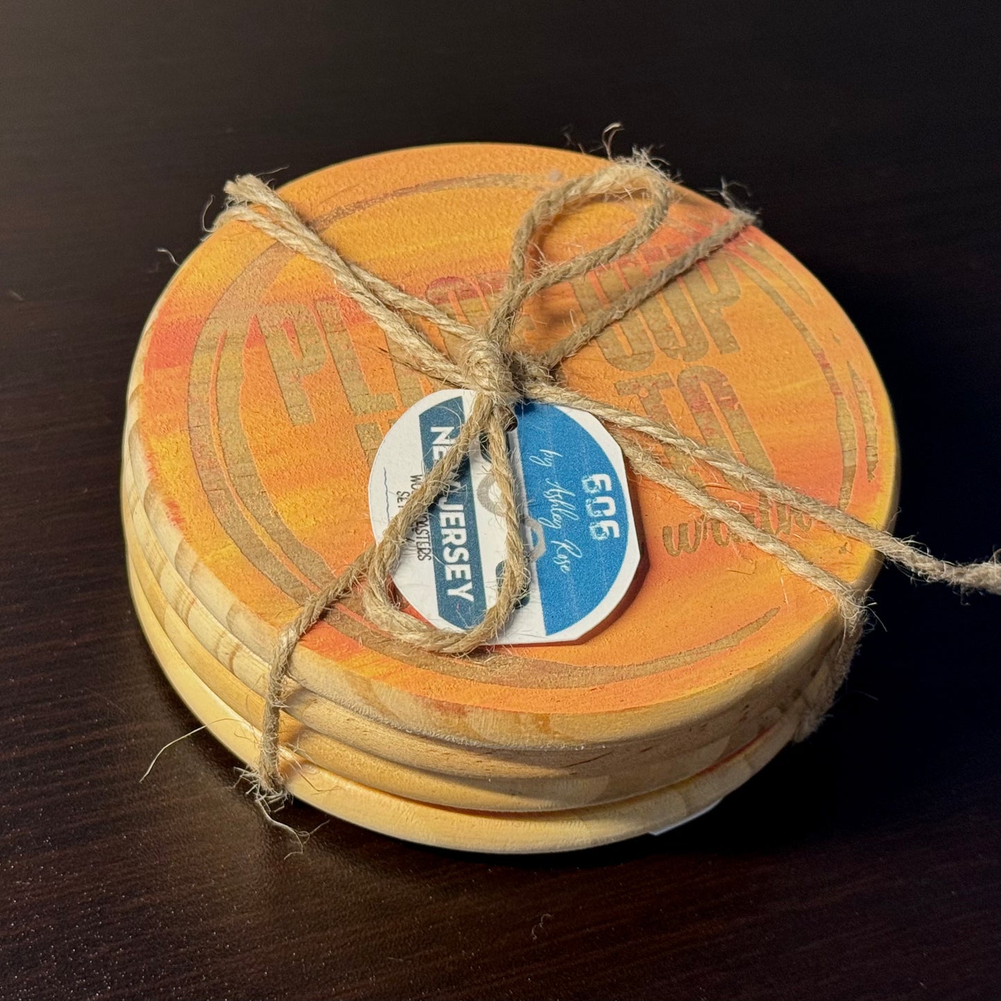 Coffee Is Making Me Awesome Hand Painted & Engraved Wood Coaster Set