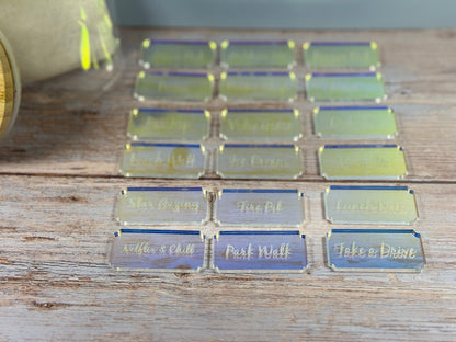 Couples’ Activity Jar – Personalized Wood Lid & Iridescent Date Night Tokens