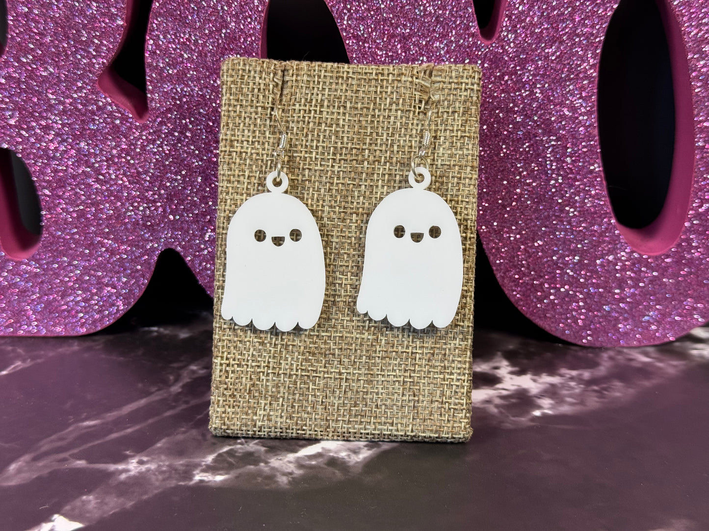 Acrylic Ghost Dangle Earrings – Handmade Spooky Jewelry