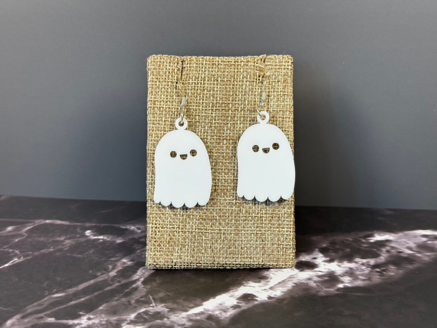 Acrylic Ghost Dangle Earrings – Handmade Spooky Jewelry