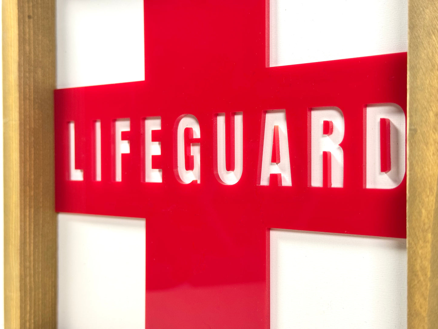 Lifeguard Wooden Decor Sign | 3D effect Layered Wood & Acrylic Shelf Sign