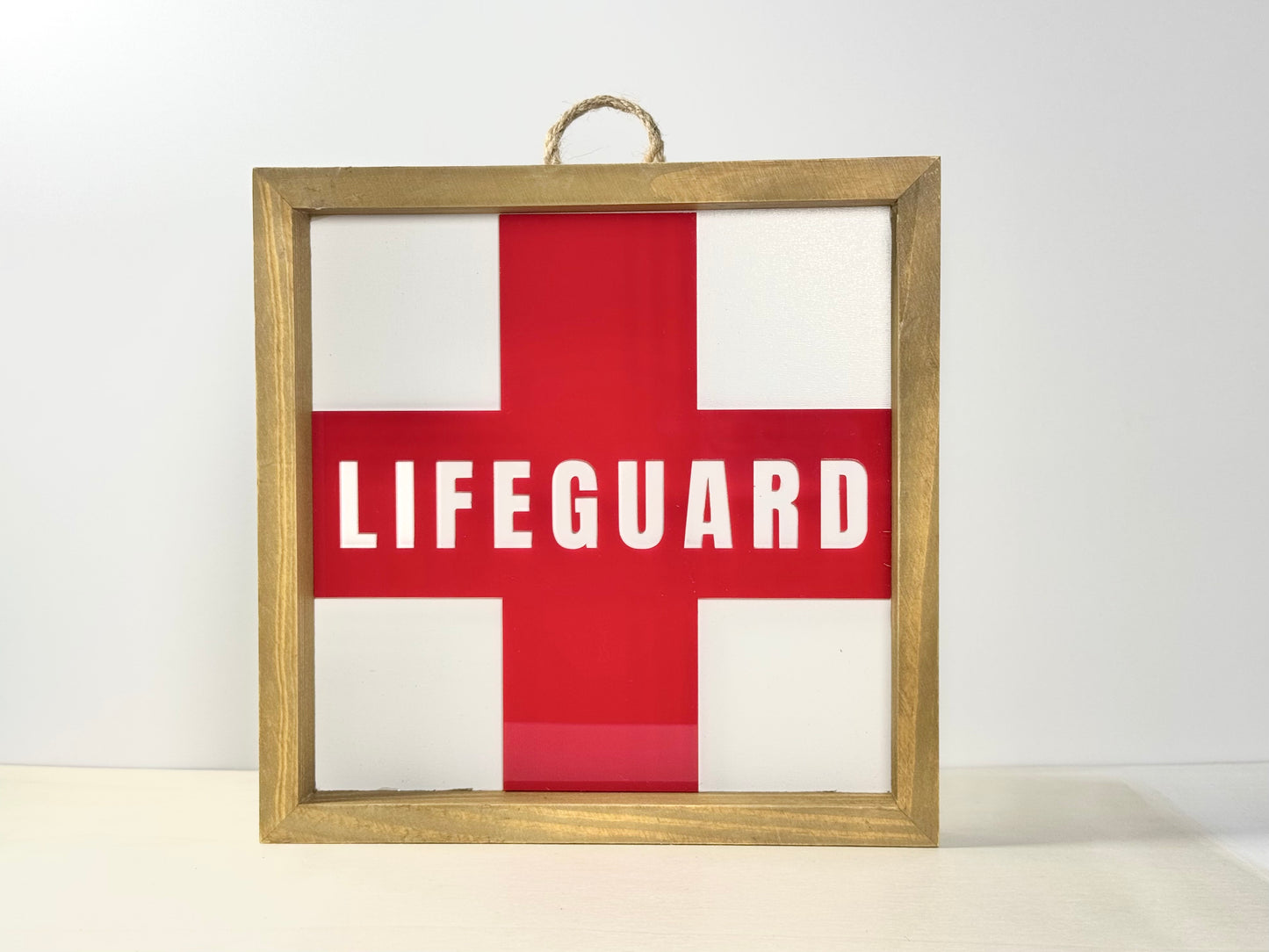 Lifeguard Wooden Decor Sign | 3D effect Layered Wood & Acrylic Shelf Sign