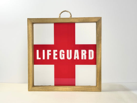 Lifeguard Wooden Decor Sign | 3D effect Layered Wood & Acrylic Shelf Sign