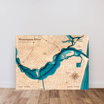 Manasquan River 3D Layered Wood Map Art