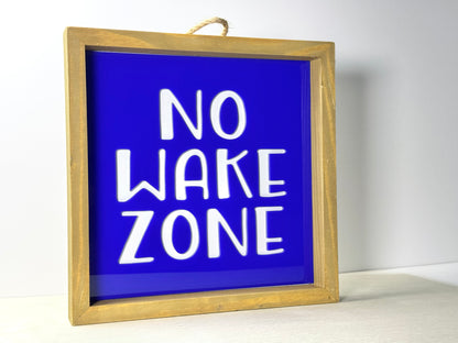 No Wake Zone Wooden Decor Sign | 3D effect Layered Wood & Acrylic Wall Sign
