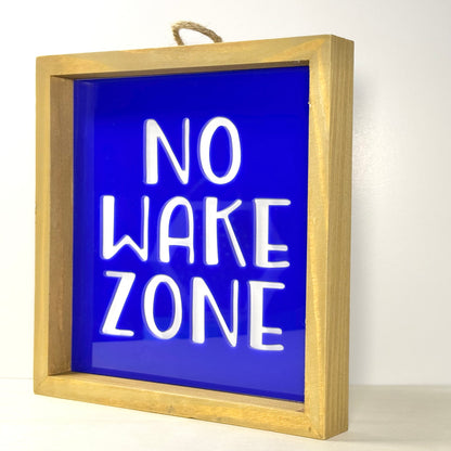 No Wake Zone Wooden Decor Sign | 3D effect Layered Wood & Acrylic Wall Sign