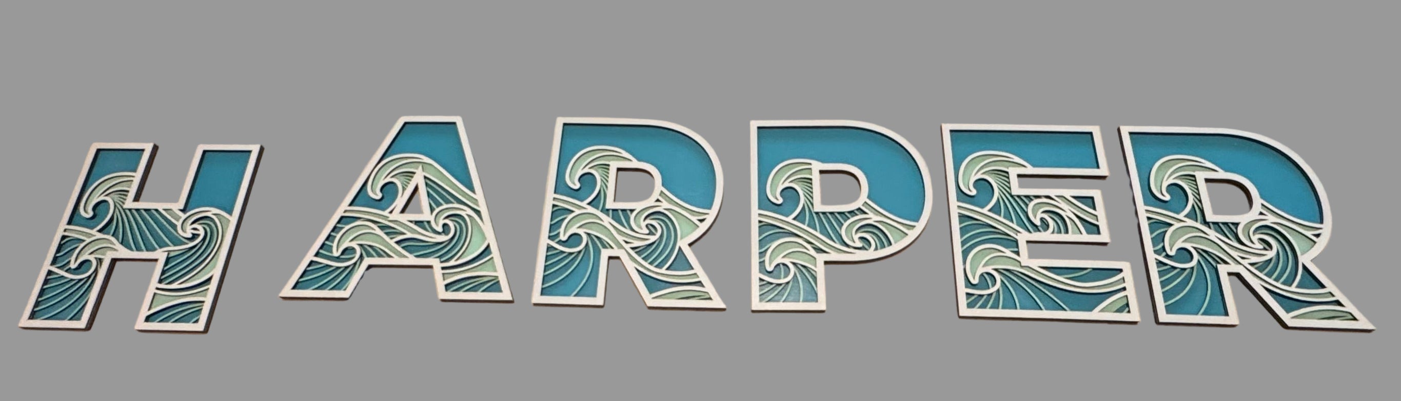 Ocean Wave Letters Wall Decor "Harper"
