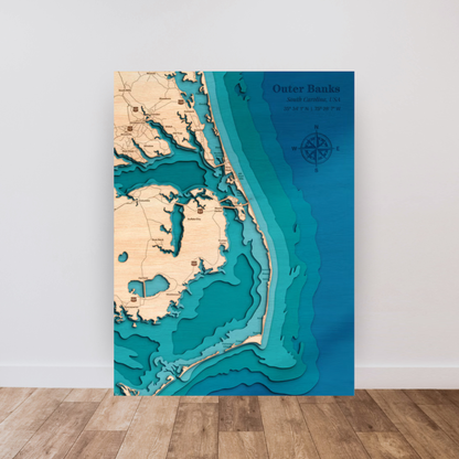 Outer Banks 3D Layered Wood Map Art