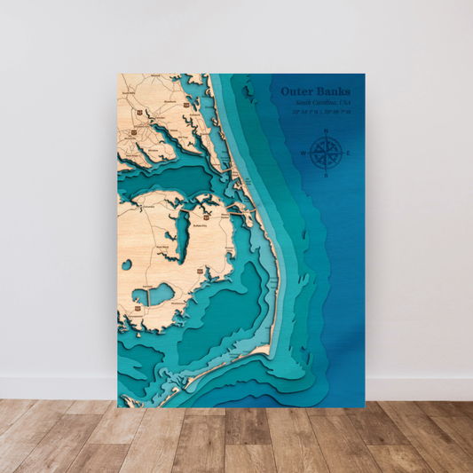Outer Banks 3D Layered Wood Map Art