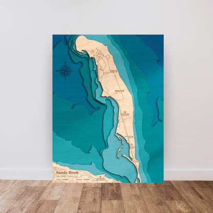 Sandy Hook 3D Layered Wood Map Art, meaningful handmade piece by 606