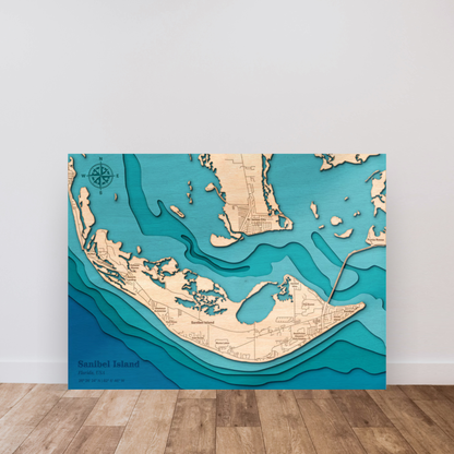 Sanibel Island 3D Layered Wood Map Art