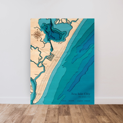 Sea Isle City 3D Layered Wood Map Art