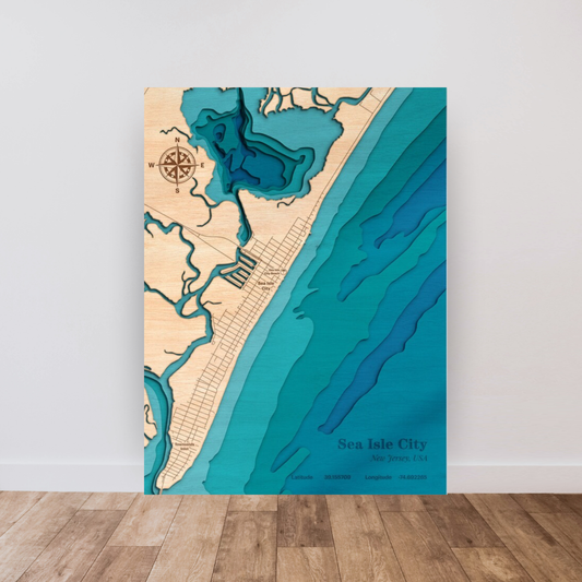 Sea Isle City 3D Layered Wood Map Art