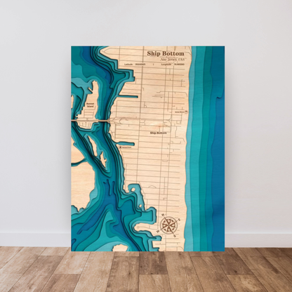 Ship Bottom 3D Layered Wood Map Art