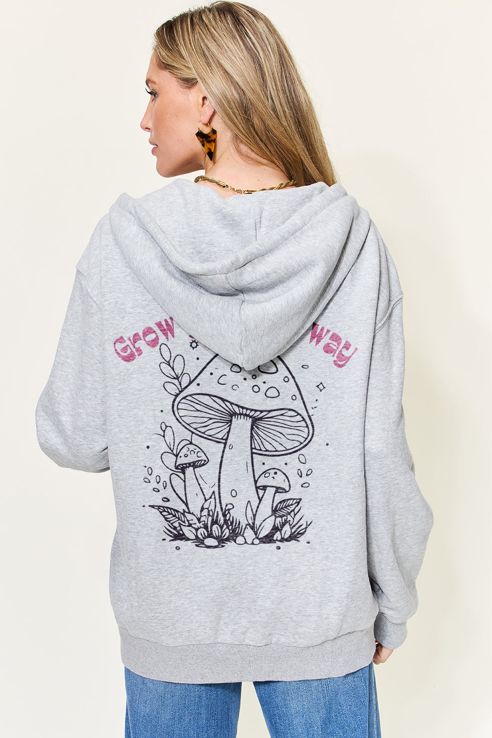 GROW YOUR OWN WAY Graphic Zip-Up Hoodie