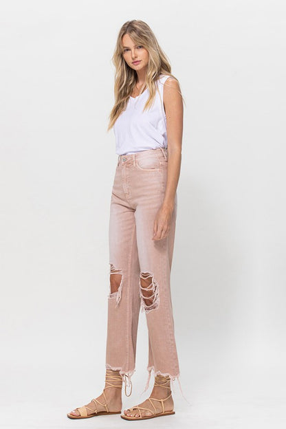 Dusty Rose 90's Vintage Crop Flare Jeans