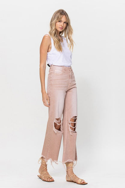 Dusty Rose 90's Vintage Crop Flare Jeans