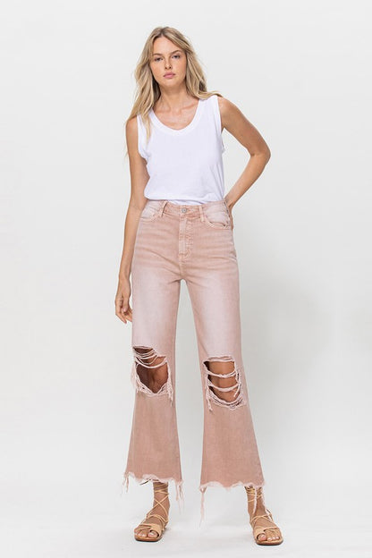 Dusty Rose 90's Vintage Crop Flare Jeans