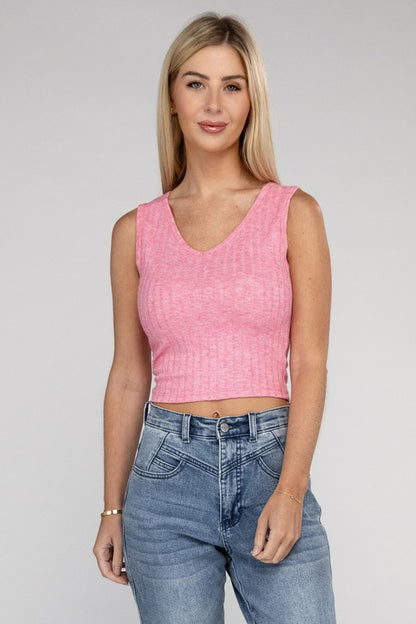 Scoop Neck Ribbed Crop Top