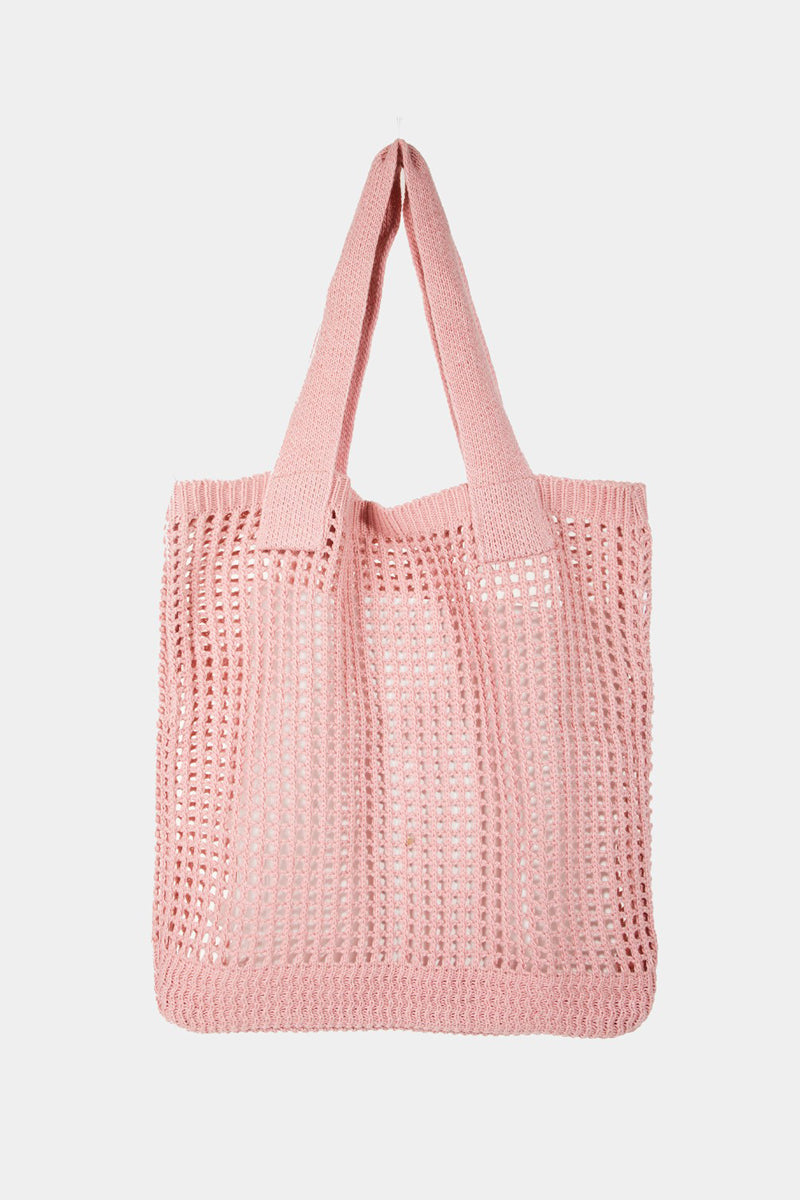 Pointelle Knit Crochet Tote Bag