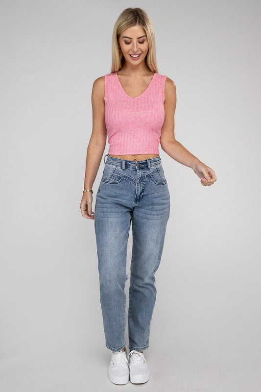 Scoop Neck Ribbed Crop Top