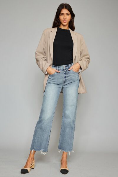 Raw Hem Cropped  Jeans