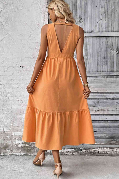 V-Neck Open Back Dress