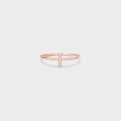 Cross Inlaid Zircon Ring