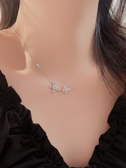 Platinum-Plated Butterfly Necklace