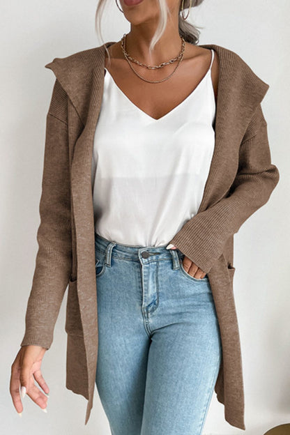 Open Front Hooded Cardigan