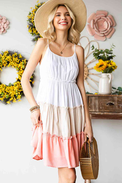 Color Block Frill Trim Dress