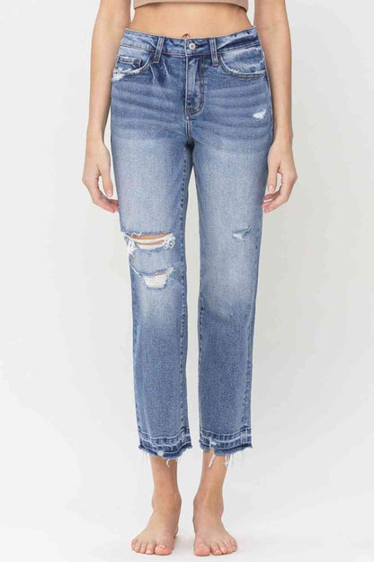 Lena High Rise Crop Straight Jeans