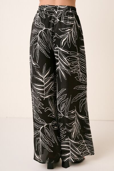 Printed Palms Wide Leg Pants